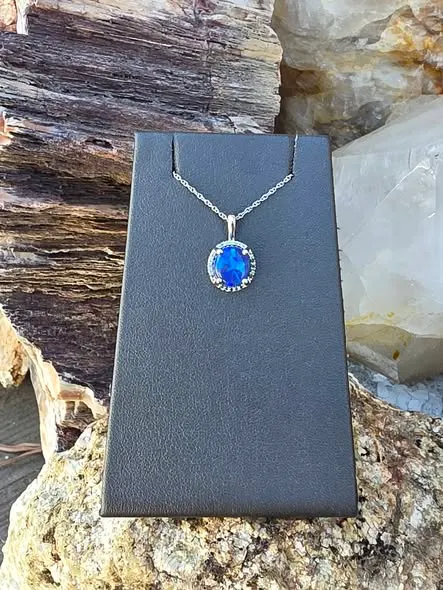 Australian Black Opal And Diamond Pendant 1