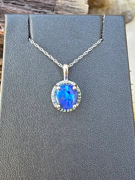 Australian Black Opal And Diamond Pendant 2