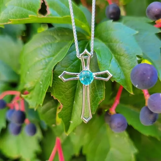 Blue Topaz Cross Pendant