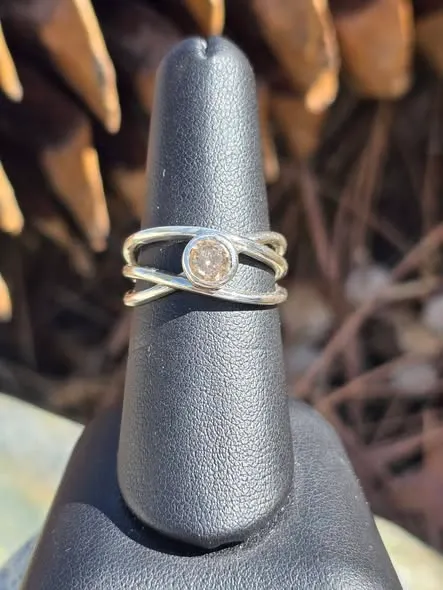 Champagne Diamond Sterling Silver Ring 2