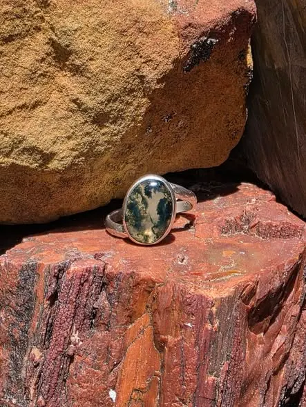 Idaho Moss Agate Sterling Silver Ring 2