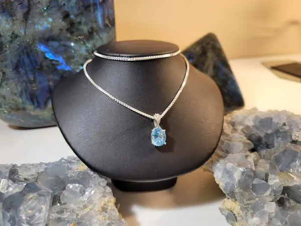 London Blue Topaz And Diamond Pendant