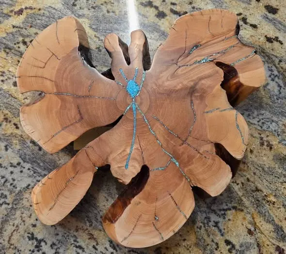 Nevada Turquoise And Juniper Wood Inlay