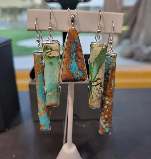 Nevada Turquoise Pendant And Earrings Set