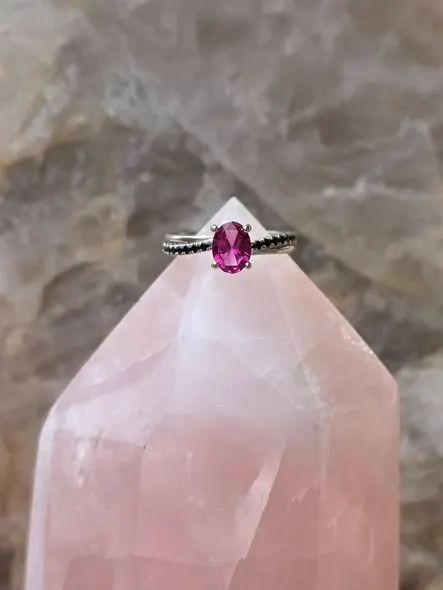 Pink Tourmaline Ring With Black Diamonds 1