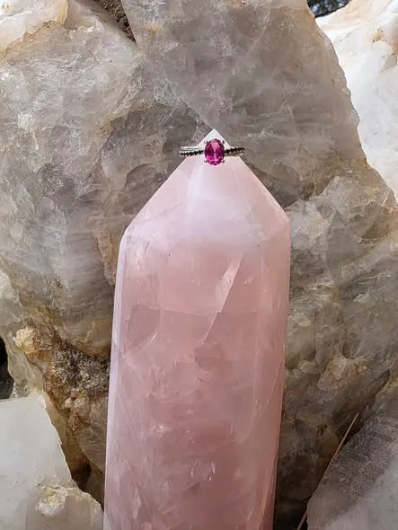 Pink Tourmaline Ring With Black Diamonds 2